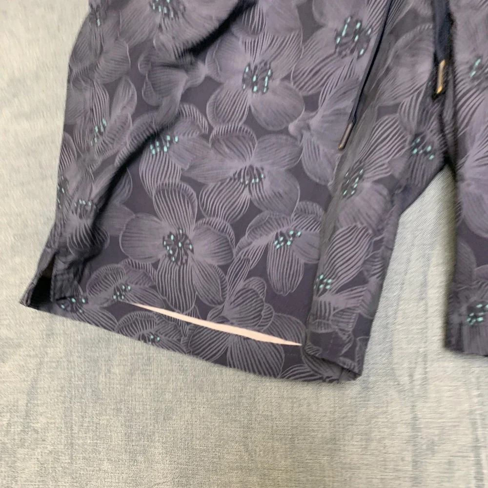 Hurley Board Shorts Men XL Gray Floral Comfort Stretch Drawstring Waist Swimwear